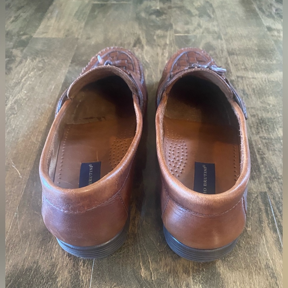 GIORGIO BRUITINI Men’s Leather Loafers sz 9 1/2 Brown - Picture 4 of 6